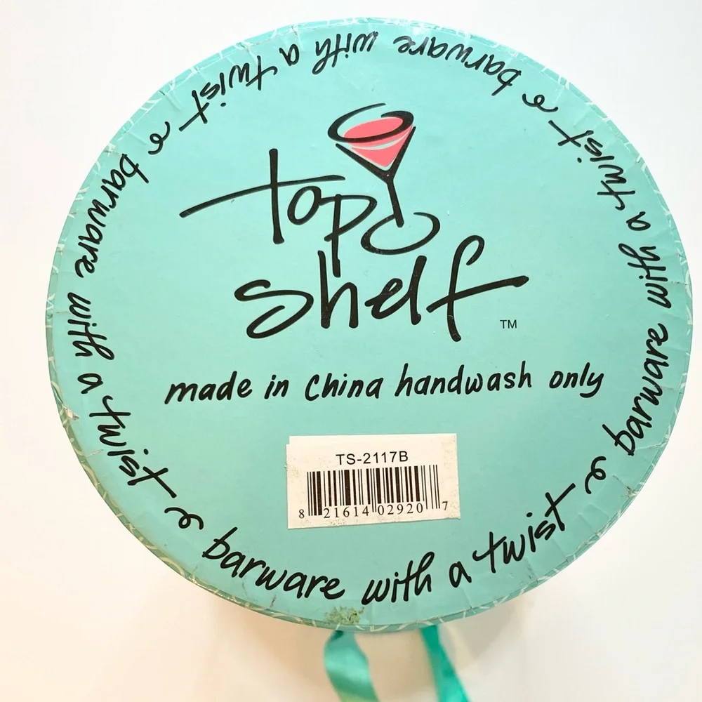 NIB Top Shelf Love Potion Hand Painted Skull & Crossbones Martini Glass
